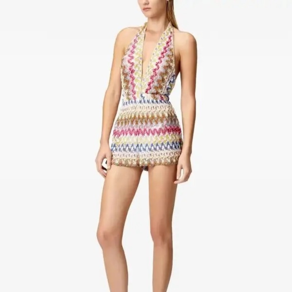 Missoni Multicolor Zigzag Halter Mini Dress